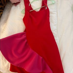 Elliatt Red and Pink Ruffle Dress